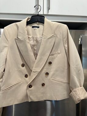 Cropped Tommy Hilfiger Double-Breasted Beige Blazer